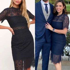 SOLD | Lulus The Remarkable Navy Blue Lace Dress